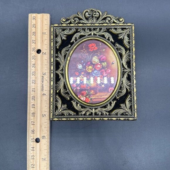 Vintage Italian Floral Pictures Ornate Metal Frames Wall Hangings Mid Century - Picture 7 of 8